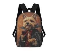 sinyumoney Vampire Dog with Wine Glass Art Print Sac À Dos Enfant, Cartable, Sac D'école, Motif Dessin Animé 3D, Sac Pour Ordinateur Portable, Pour Garçons Et Filles 17inch