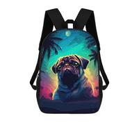 sinyumoney Vaporwave Pug Pixel Art Sac À Dos Scolaire Imprimé En 3D, Sac À Dos Décontracté Pour Enfants, Sac D'école Imprimé En 3D Pour Garçons, Primaire Et Collège 17inch