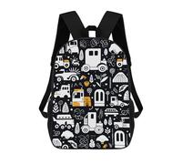 sinyumoney Vehicles And Nature Icons Sac À Dos Scolaire Pour Enfants 17 Pouces, Sac À Dos Décontracté Pour Les Voyages, Grand Sac À Dos De Jour Pour Garçons Et Filles 17inch