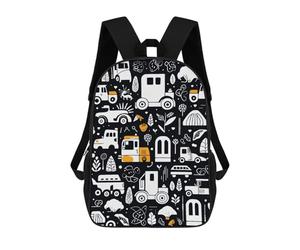 sinyumoney Vehicles And Nature Icons Sac À Dos Scolaire Pour Enfants 17 Pouces, Sac À Dos Décontracté Pour Les Voyages, Grand Sac À Dos De Jour Pour Garçons Et Filles 17inch
