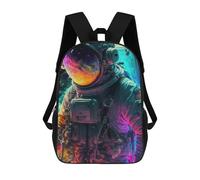 sinyumoney Vibrant Astronaut Artwork -2 Sac À Dos Scolaire Pour Enfants 17 Pouces, Sac À Dos Décontracté Pour Les Voyages, Grand Sac À Dos De Jour Pour Garçons Et Filles 17inch