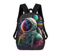 sinyumoney Vibrant Astronaut in Space -4 Sac À Dos Enfant, Sac D'école, Sac À Dos Imprimé 3D Avec Motif De Dessin Animé, Grande Capacité, Pour Garçons Et Filles 17inch