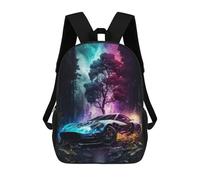 sinyumoney Vibrant Car in Forest Sac À Dos Enfant, Sac D'école, Sac À Dos Imprimé 3D Avec Motif De Dessin Animé, Grande Capacité, Pour Garçons Et Filles 17inch