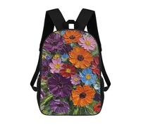 sinyumoney Vibrant Floral Bouquet Sac À Dos Scolaire Enfant Tendance Et Décontracté, Sac À Dos Imprimé En 3D Pour Garçon, Grand Sac À Dos 17inch