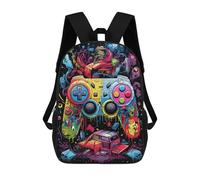 sinyumoney Vibrant Gaming Controller Art Print Sac À Dos Scolaire Pour Enfants 17 Pouces, Sac À Dos Décontracté Pour Les Voyages, Grand Sac À Dos De Jour Pour Garçons Et Filles 17inch