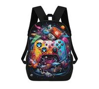 sinyumoney Vibrant Gaming Controller Artwork -121 Sac À Dos Imprimé En 3D, Sac D'école Décontracté Et Tendance Pour Enfants, Sac D'école Pour Garçons, Collégiens 17inch