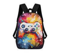 sinyumoney Vibrant Gaming Controller Artwork -128 Sac À Dos Scolaire Pour Enfants 17 Pouces, Sac À Dos Décontracté Pour Les Voyages, Grand Sac À Dos De Jour Pour Garçons Et Filles 17inch
