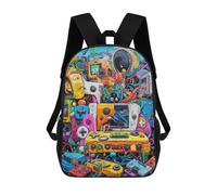 sinyumoney Vibrant Gaming Device Collage Sac À Dos Scolaire Pour Enfants, Sac À Dos De Voyage Décontracté, Grand Sac À Dos Pour Garçons Et Filles 17inch