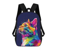 sinyumoney Vibrant Geometric Cat Sacs À Dos Imprimés En 3D Pour Enfants, Sacs D'école Tendance Pour Garçons, Sacs De Voyage, Sacs Scolaires Pour Élèves Du Primaire 17inch