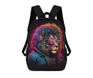 sinyumoney Vibrant Lion Art Print Sac À Dos Scolaire Pour Enfants, Imprimé En 3D, Tendance Et Décontracté, Pour Garçons, Élèves Du Primaire Et Du Collège 17inch