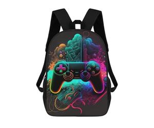 sinyumoney Vibrant Neon Gaming Controller Art Sacs À Dos Scolaires Pour Garçons Et Filles, Sacs À Dos Décontractés Pour Le Sport, Sacs À Dos De Grande Capacité Pour L'école Primaire 17inch