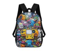 sinyumoney Vibrant Retro Gaming Collage -8 Sacs À Dos Scolaires Pour Garçons Et Filles, Sacs À Dos Décontractés Pour Le Sport, Sacs À Dos De Grande Capacité Pour L'école Primaire 17inch