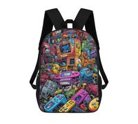sinyumoney Vibrant Retro Gaming Devices -1 Sac À Dos Scolaire Pour Enfants, Grand Sac À Dos 3D, Cadeau Pour Enfants 17inch