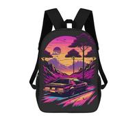 sinyumoney Vibrant Retro Road Trip Sac À Dos Scolaire Imprimé En 3D Pour Enfants, Sac À Dos De Voyage Tendance Et Décontracté Pour Écoliers 17inch