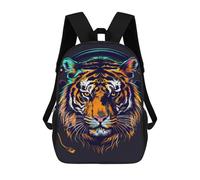 sinyumoney Vibrant Tiger Headphones Art 17inch Sacs À Dos Scolaires Imprimés En 3D - Sacs À Dos Tendance Pour Garçons Du Primaire Et Du Collège