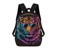 sinyumoney Vibrant Tiger Headphones Art Print -2 Sacs À Dos Pour Enfants 17inch Sac À Dos Scolaire, Sac D'école Imprimé En 3D Pour Garçons, Élèves Du Primaire Et Du Collège
