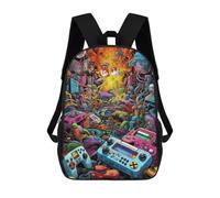 sinyumoney Video Game Chaos A Digital Artwork Sac À Dos Enfant, Cartable, Sac D'école, Motif Dessin Animé 3D, Sac Pour Ordinateur Portable, Pour Garçons Et Filles 17inch