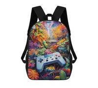 sinyumoney Video Game Controller in A Lush Jungle Sac À Dos Scolaire Pour Enfants 17 Pouces, Sac À Dos Décontracté Pour Les Voyages, Grand Sac À Dos De Jour Pour Garçons Et Filles 17inch