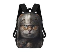 sinyumoney Viking Cat Wearing Armor Sac À Dos Scolaire Pour Filles Et Garçons, Grande Capacité, Léger, Pour Enfants Et Étudiants 17inch