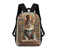 sinyumoney Vintage Book Smart Corgi Sacs À Dos Scolaires Pour Enfants, Sac D'école Imprimé En 3D Pour Garçons, Élèves Du Primaire Et Du Collège 17inch