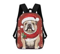 sinyumoney Vintage Bulldog Xmas Sac À Dos Enfant Tendance Et Amusant, Sac À Dos Pour Garçons Et Adolescents, Sac D'école Imprimé En 3D Pour Garçons 17inch