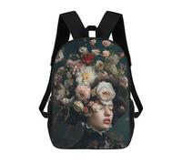 sinyumoney Vintage Floral Woman Sac À Dos Scolaire Enfant Tendance Et Décontracté, Sac À Dos Imprimé En 3D Pour Garçon, Grand Sac À Dos 17inch