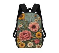 sinyumoney Vintage Flowers Sacs À Dos Scolaires Pour Enfants, Sac D'école Tendance, Sac D'école Imprimé En 3D Pour Garçons, Élèves Du Primaire Et Du Collège 17inch