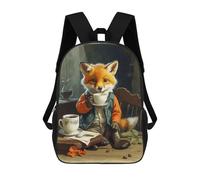 sinyumoney Vintage Fox Cub Coffe Sac À Dos Enfant Tendance Et Amusant, Sac À Dos Pour Garçons Et Adolescents, Sac D'école Imprimé En 3D Pour Garçons 17inch