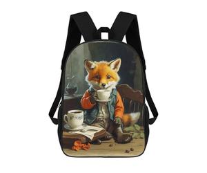 sinyumoney Vintage Fox Cub Coffe Sac À Dos Enfant Tendance Et Amusant, Sac À Dos Pour Garçons Et Adolescents, Sac D'école Imprimé En 3D Pour Garçons 17inch