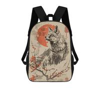 sinyumoney Vintage Japanese Fox Sac À Dos Scolaire Pour Filles Et Garçons, Grand Sac À Dos Léger Pour Enfants Et Étudiants 17inch