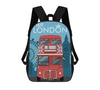 sinyumoney Visit London with Bus Sac À Dos, Cartable Imprimé En 3D, Sac À Goûter, Sac À Dos De Voyage, Sac À Dos Entre Amis, Sac À Dos Scolaire Pour Filles Et Garçons 17inch