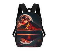 sinyumoney Volcano Red Moon at Night Sac À Dos Scolaire Pour Filles Et Garçons, Grand Sac À Dos Léger Pour Enfants Et Étudiants 17inch