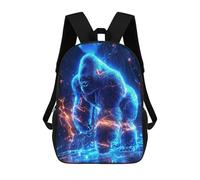sinyumoney Voltage King - The Neon Gorilla Awakens Sac À Dos Scolaire Pour Adolescents, Imprimé En 3D, Ajustable, À Poches Tendance, Pour Enfants, Garçons, Filles, Étudiants Et Adolescents 17inch