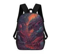 sinyumoney Voracious Alien Landscape Sac À Dos Scolaire Pour Enfants 17 Pouces, Sac À Dos Décontracté Pour Les Voyages, Grand Sac À Dos De Jour Pour Garçons Et Filles 17inch