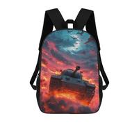 sinyumoney War Tank in Fiery Sky Sac À Dos Scolaire Pour Enfants, Grand Sac À Dos 3D, Cadeau Pour Enfants 17inch