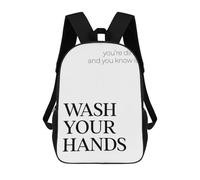 sinyumoney Wash Your Hands Sac À Dos Scolaire Pour Adolescents, Imprimé En 3D, Ajustable, À Poches Tendance, Pour Enfants, Garçons, Filles, Étudiants Et Adolescents 17inch