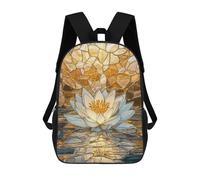 sinyumoney Water Lily Golden Mosaic Sac À Dos Scolaire Enfant Tendance Et Décontracté, Sac À Dos Imprimé En 3D Pour Garçon, Grand Sac À Dos 17inch