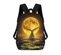 sinyumoney Water Splashing Around Celestial Whale Moonlit Ocean Night Sacs À Dos Scolaires Pour Enfants, Sac D'école Imprimé En 3D Pour Garçons, Élèves Du Primaire Et Du Collège 17inch