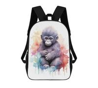 sinyumoney Watercolor Baby Gorilla Sacs À Dos 17 Pouces Pour Enfants, Sacs D'école Imprimés En 3D Pour Élèves Du Primaire Et Du Collège, Garçons Et Filles