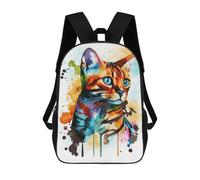 sinyumoney Watercolor Bengal Cat Sacs À Dos Pour Enfants, Sac À Dos Scolaire Imprimé En 3D Pour Enfants, Sac À Dos De Voyage, Sac À Livres Pour Enfants 17inch Sac D'école