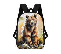 sinyumoney Watercolor Brown Bear Sac À Dos Enfant Fille 3D, Sac D'école, Sac À Dos Pour Tout-petits, Sac À Dos Décontracté, Sac À Livres Tendance 17inch