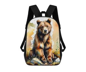 sinyumoney Watercolor Brown Bear Sac À Dos Enfant Fille 3D, Sac D'école, Sac À Dos Pour Tout-petits, Sac À Dos Décontracté, Sac À Livres Tendance 17inch