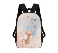 sinyumoney Watercolor Cat Chasing Butterflies Sac À Dos Scolaire Enfant Tendance Et Décontracté, Sac À Dos Imprimé En 3D Pour Garçon, Grand Sac À Dos 17inch