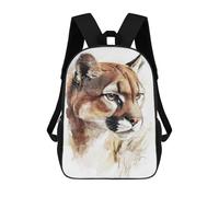 sinyumoney Watercolor Cougar Portrait Sac À Dos Pour Enfants, Impression 3D, Sac D'école Pour Garçons Et Filles, Sac À Dos Tendance Et Décontracté Pour Écoliers 17inch