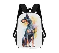 sinyumoney Watercolor Doberman Puppy Sac À Dos Avec Poche, Sacs À Dos Imprimés En 3D, Sacs De Voyage, Sacs À Livres, Sacs D'école Pour Enfants 17inch