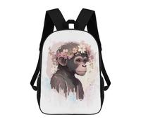 sinyumoney Watercolor Flower Monkey Sacs À Dos Pour Enfants, Sac À Dos Scolaire Imprimé En 3D Pour Enfants, Sac À Dos De Voyage, Sac À Livres Pour Enfants 17inch Sac D'école