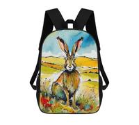 sinyumoney Watercolor Hare in Field Sac À Dos Scolaire Pour Enfants Imprimé En 3D, Idéal Pour Les Voyages Et Les Lectures, Pour Les Garçons Et Les Élèves Du Primaire 17inch