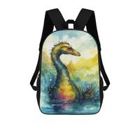 sinyumoney Watercolor Loch Ness Monster Art Print Sacs À Dos Tendance Imprimés En 3D 17inch Sac D'école Décontracté Pour Enfants, Garçons, Élèves Du Primaire Et Du Collège