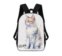 sinyumoney Watercolor Manx Cat Art Sacs À Dos Pour Garçons, Cartables Imprimés En 3D, Sacs À Dos De Voyage Tendance Pour Garçons (primaire, Collège) 17inch