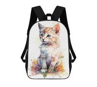 sinyumoney Watercolor Manx Cat Kitten Sacs À Dos Pour Enfants, Sac À Dos Scolaire Imprimé En 3D Pour Enfants, Sac À Dos De Voyage, Sac À Livres Pour Enfants 17inch Sac D'école